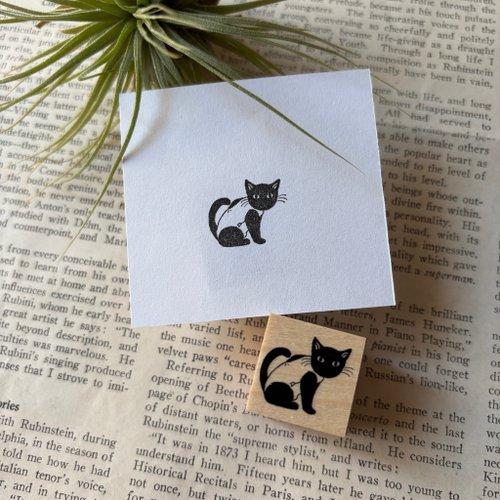 【ラバースタンプ】ロンパース黒猫はんこ