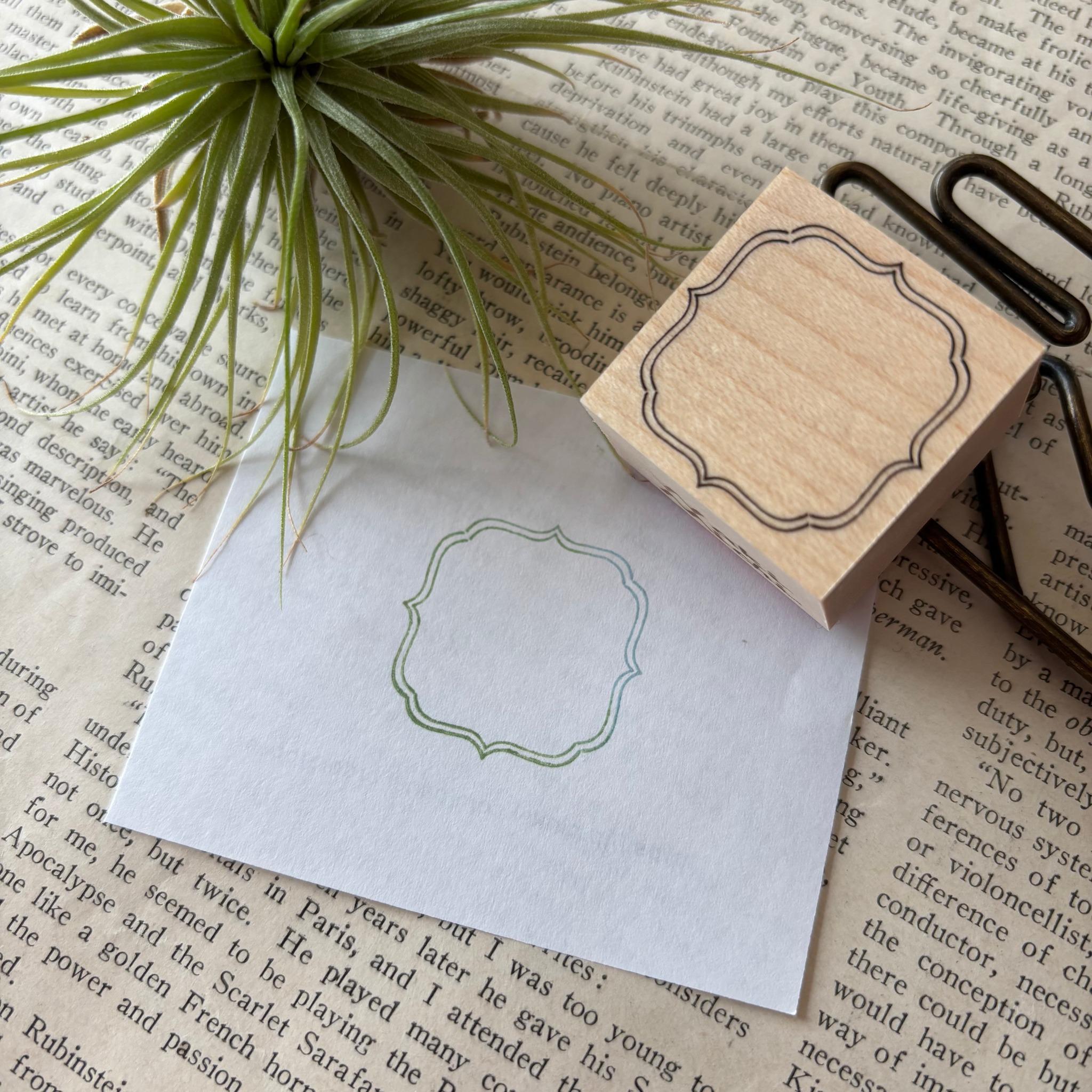 【ラバースタンプ】シンプル枠はんこ　3×3ラベル枠