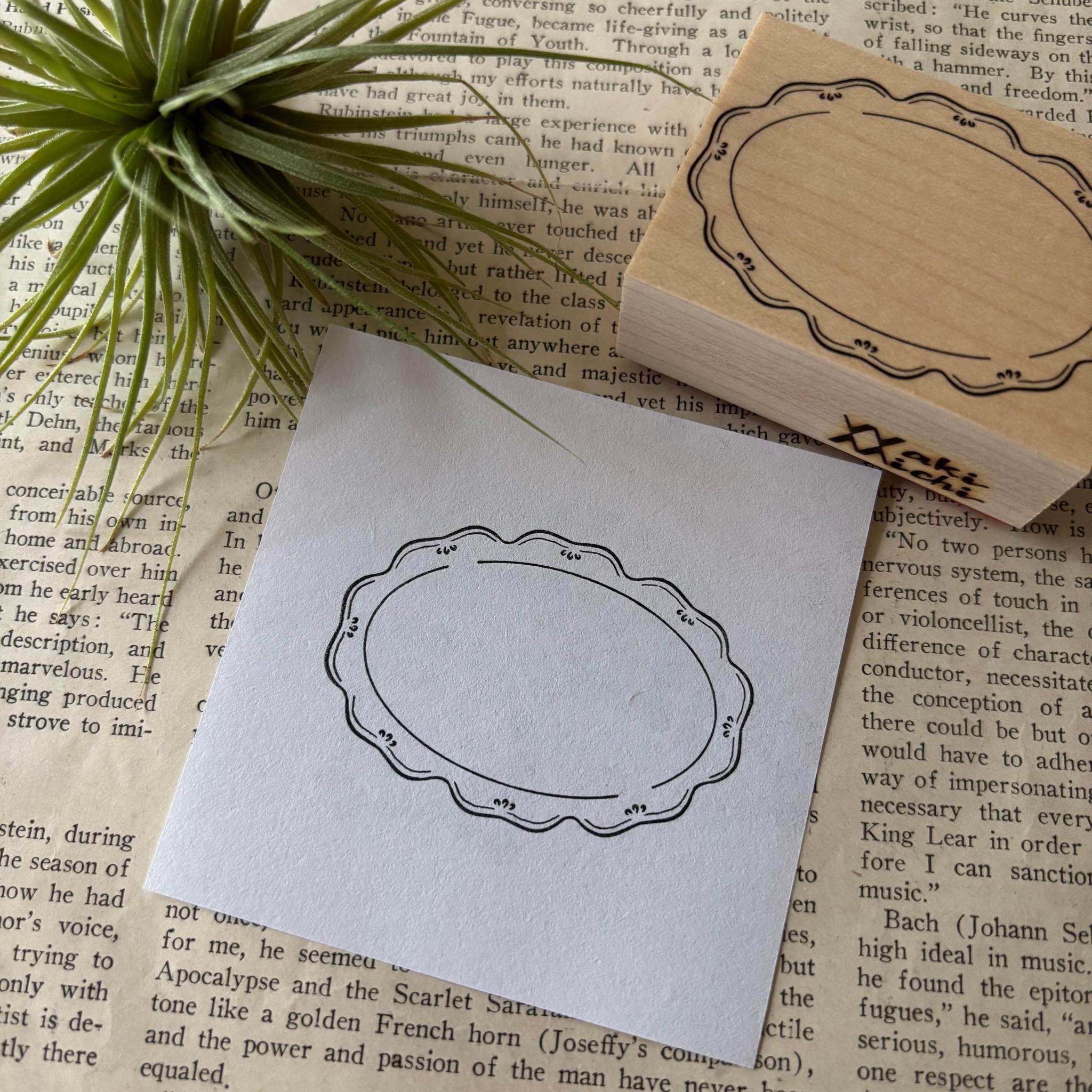 【ラバースタンプ】シンプル枠はんこ　オーバルプレート枠