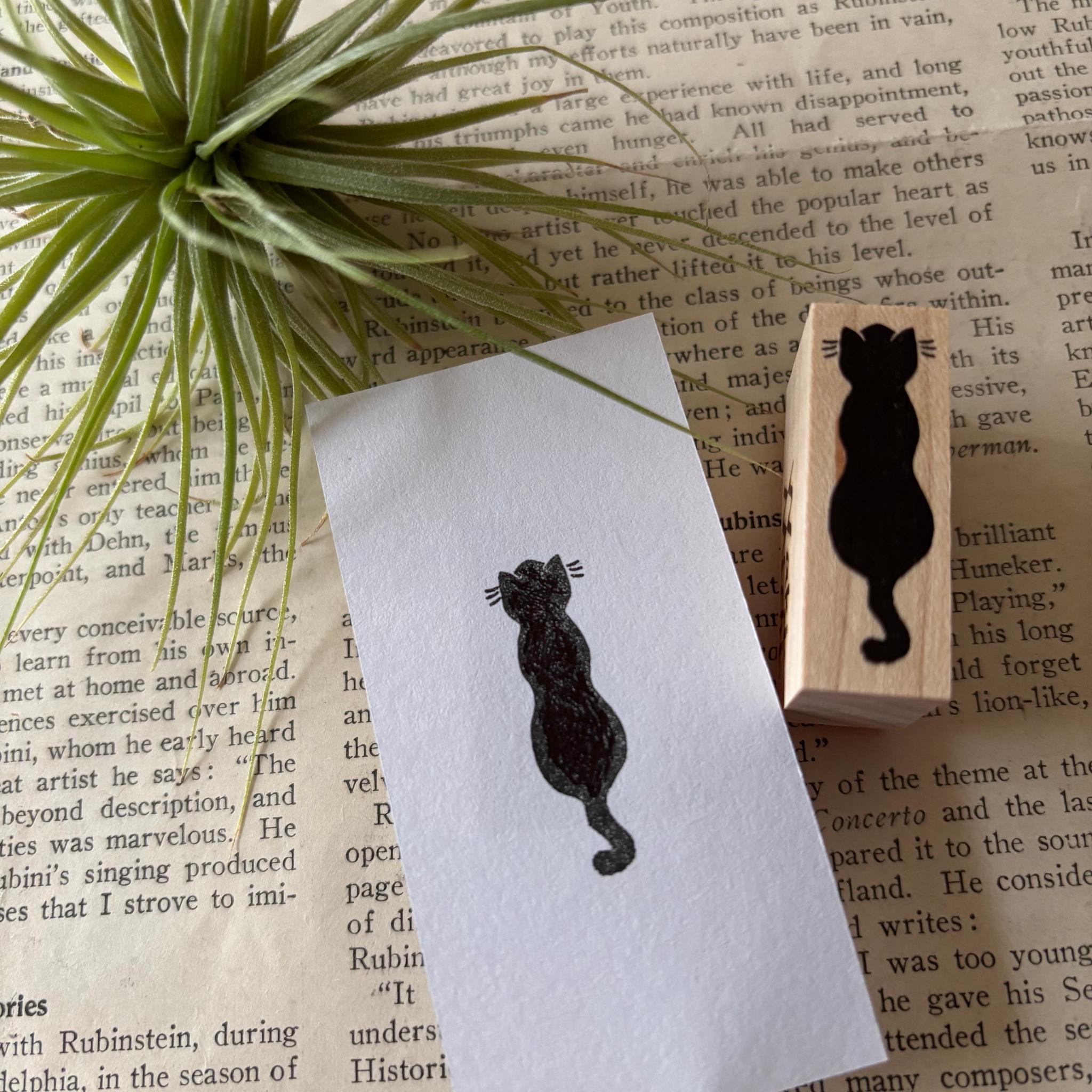 【ラバースタンプ】モブ黒猫はんこ