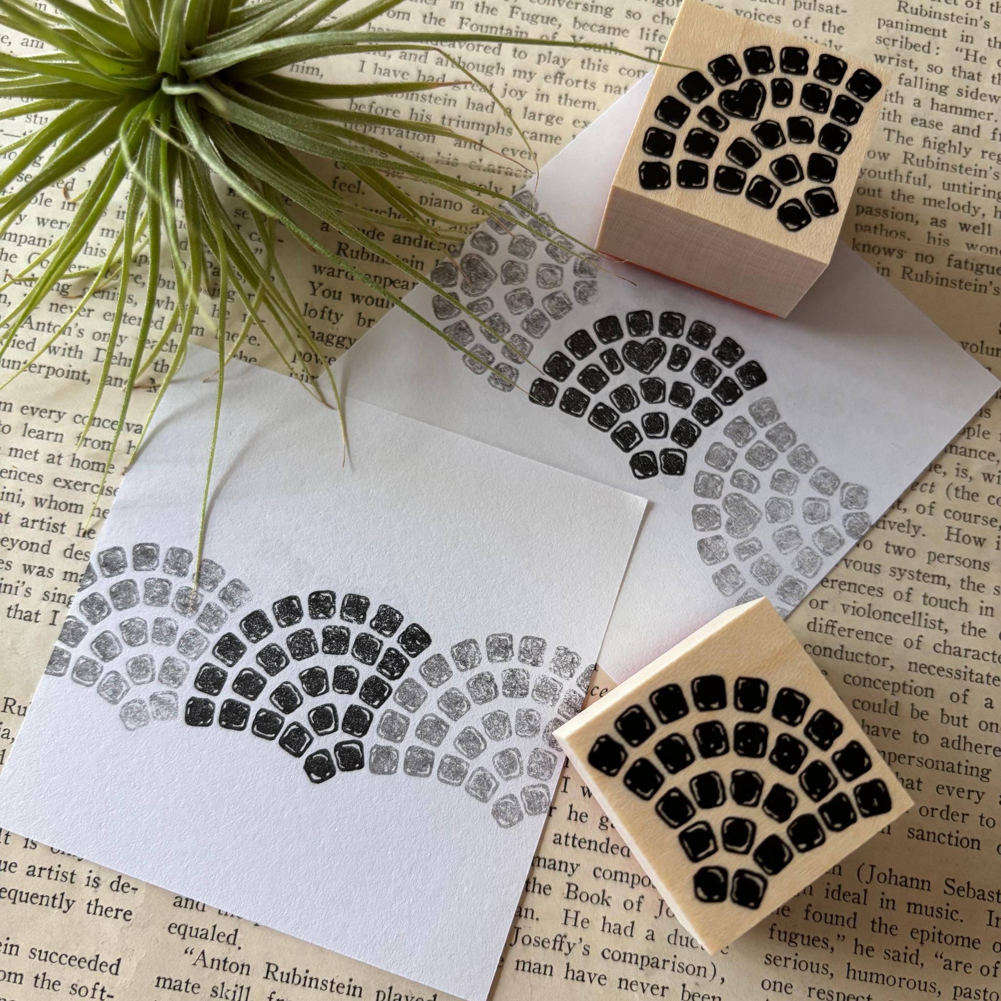 【ラバースタンプ】ノーマルハート石畳はんこ2個セット