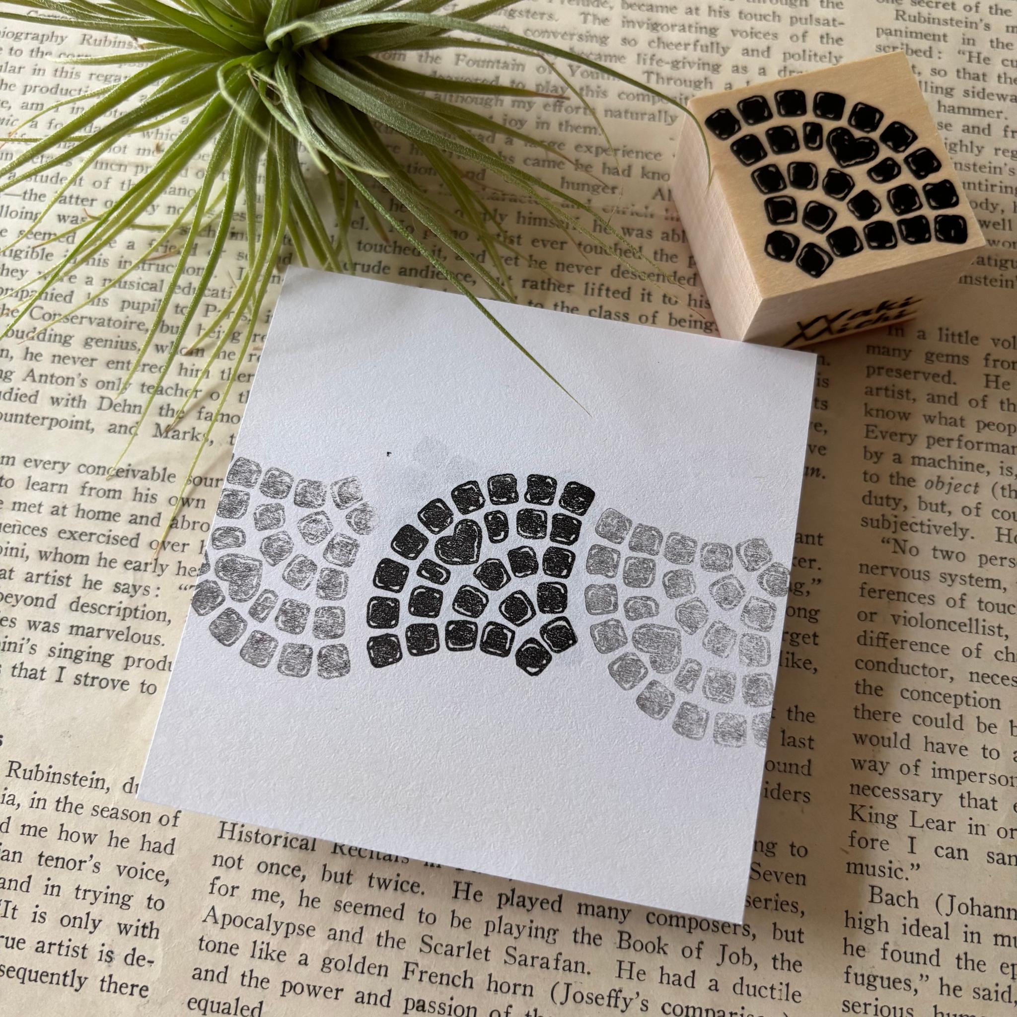 【ラバースタンプ】ハートストーン石畳はんこ