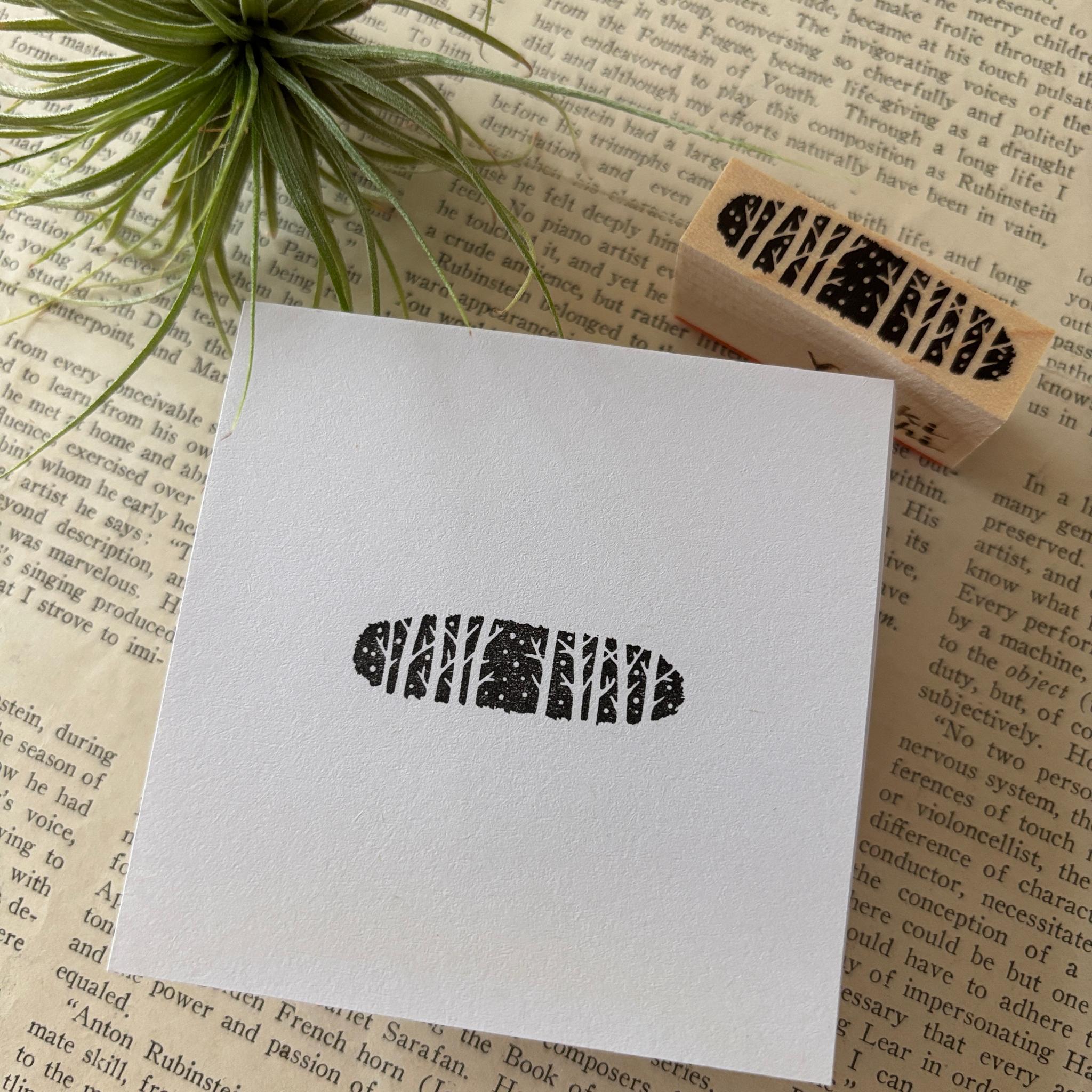 【ラバースタンプ】雪降る木立はんこ