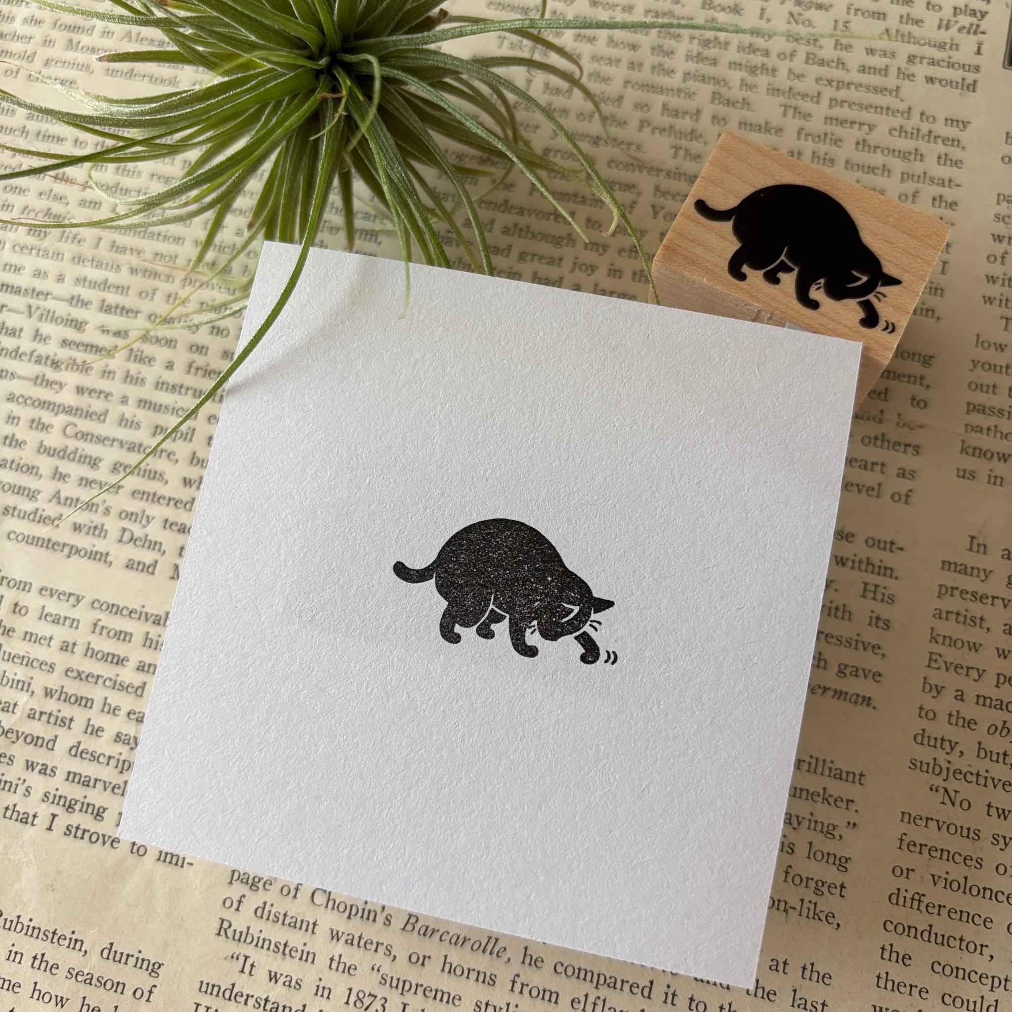 【ラバースタンプ】エア砂かき黒猫はんこ